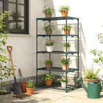 Portapiante a 5 Livelli Aperti in Acciaio e Plastica, 67x49x138 cm, Verde Scuro - immagine 9