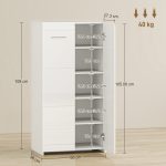 Scarpiera da Ingresso Moderna con 5 Ripiani Regolabili, 55x36x108 cm, Bianco - immagine 3