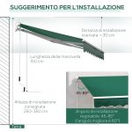 Tenda da Sole a Manovella 3x2 m ad Angolazione Regolabile, in Alluminio, Acciaio e Poliestere Verde - immagine 8