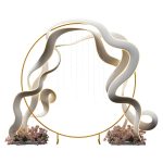 Arco da Giardino in Acciaio, Archetto Nuziale Rotondo per Palloncini e Piante Rampicanti per Cerimonie, Compleanni ed Eventi, 222x60x224 cm, Oro - immagine 9