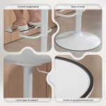 Set 2 Sgabelli da Bar con Schienale, Altezza Regolabile, Seduta Girevole in Pelle PU e Poggiapiedi, Bianco - immagine 7