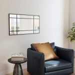 Specchio da Parete Stile Finestra con Montaggio Verticale e Orizzontale, 110x50cm, Nero - immagine 9