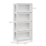 Vetrina per Collezione a 4 Ripiani con Ante a Battente, in Legno e Acrilico, 59x30x139 cm, Bianco - immagine 3